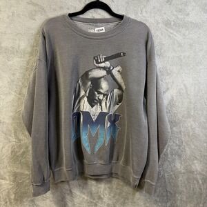 DMX Sweatshirt Mens Medium Gray Graphic Crewneck Rap Hip Hop Pullover Music
